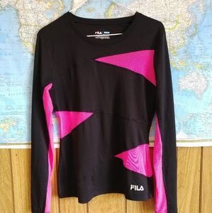 Fila Sport Pink Mesh Running Long Sleeve Top M